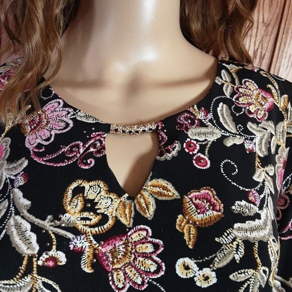 JM COLLECTION DRESS Lushly Embroidered Boho Mini Tunic Oversized‎ - Picture 5 of 13